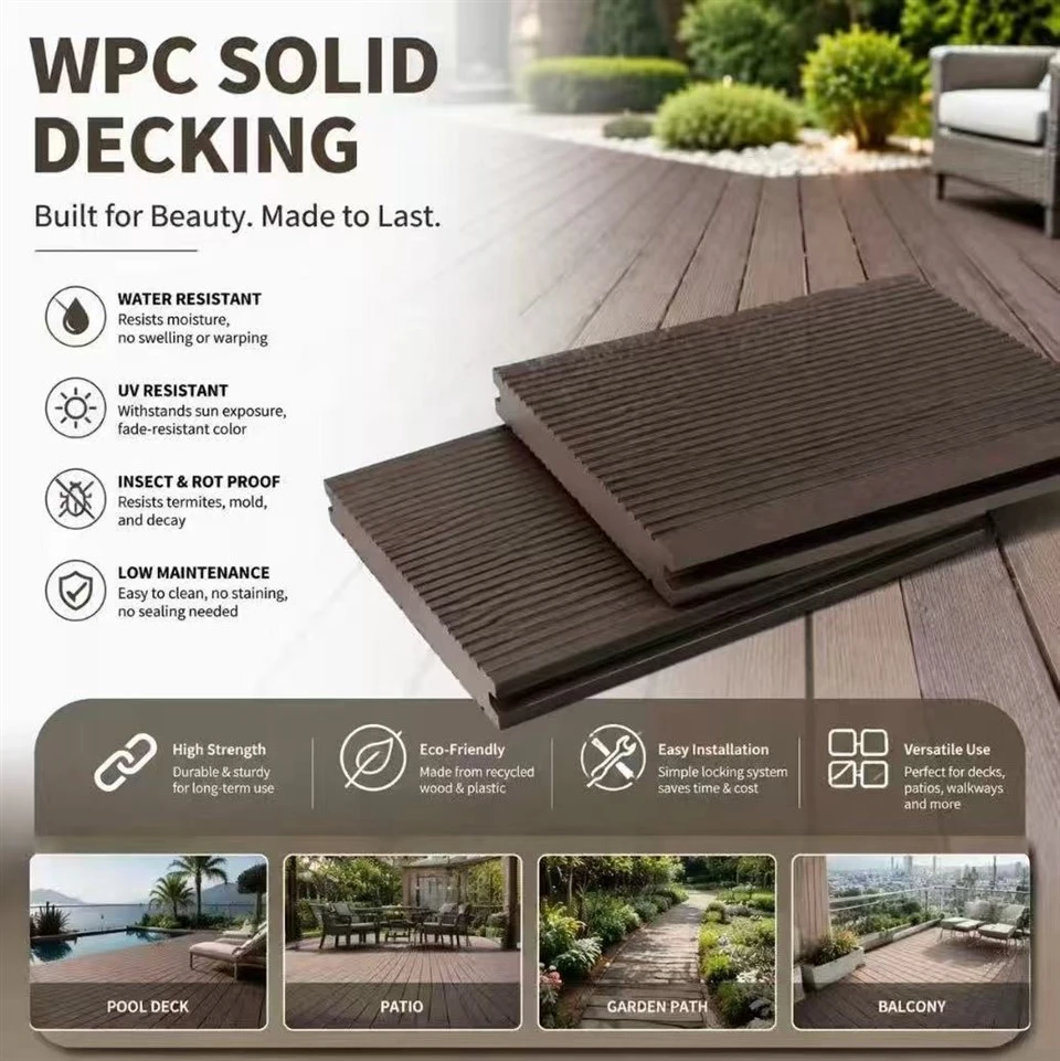 Anti-slip Co-extrusion WPC Decking Board Outdoor Composite Flooring Weatherproof WPC Deck For Villa Garden Commercial Landscape price