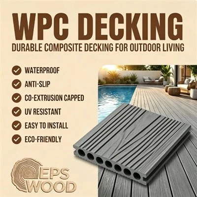 Commercial Grade Co-extruded WPC Decking Waterproof Anti-slip Composite Deck Board For Hotel Swimming Pool Area