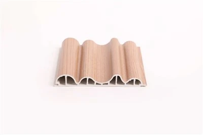 Waterproof Round Fluted WPC Wall Cladding, Hollow Wood Grain 3D Groove Wood Plastic Composite Decorative Wall Panel